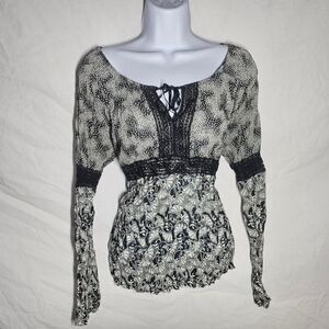 Vintage y2k 90s boho fairy patterned accordion top